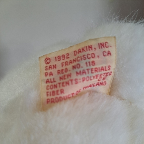 Vintage Dakin Lou Rankin 1992 White Plush Bunny Rabbit Pink Floppy Ears Toy 10" - Picture 2 of 12